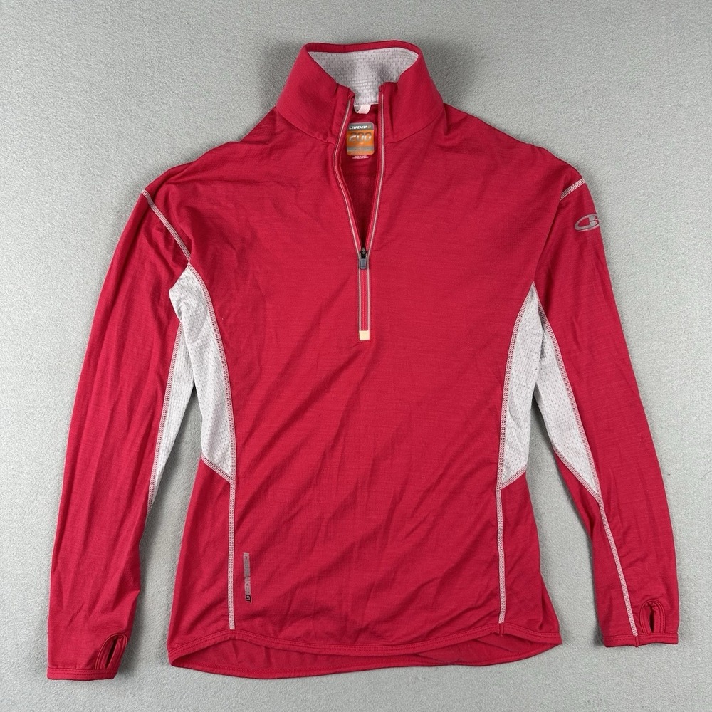 Icebreaker GT 1/4 Zip Pullover Women's‎ Small Pink 200 Lightweight Merino Wool